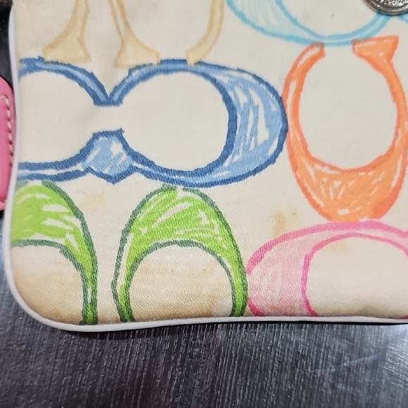 Coach Multicolor Sketch Print Wristlet with White Trim - Picture 5 of 6